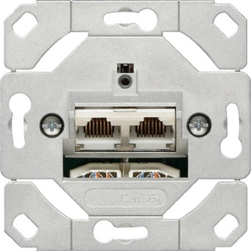 Розетка компьютерная без накладки без рамки Gira System55 2-м. RJ45 6e фото Розетка компьютерная без накладки без рамки Gira System55 2-м. RJ45 6e картинка